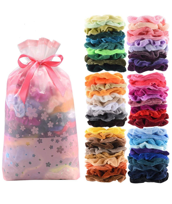 60 pc Velvet hair scrunchies