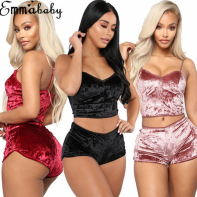 Sleepwear velvet pajama set 2 pcs