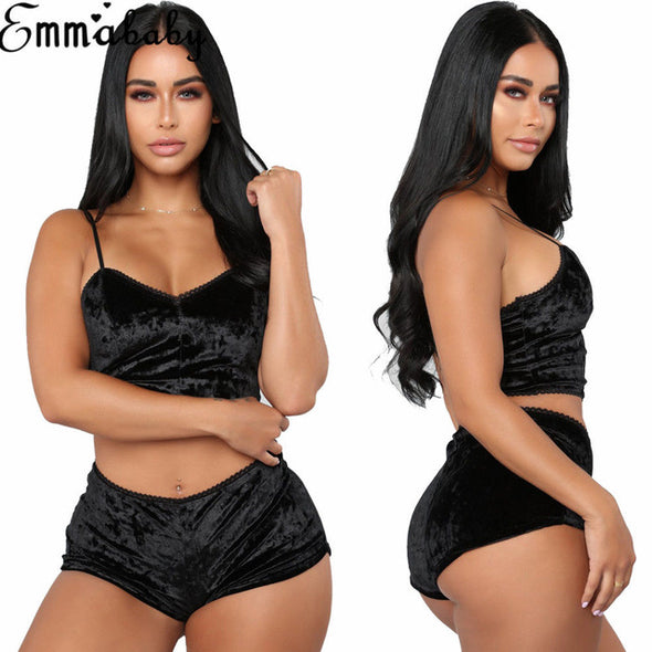 Sleepwear velvet pajama set 2 pcs